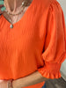Halie Ann Smocked Sleeve Top - Orange