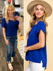 Oakleigh Scalloped Sleeve Blouse - Royal