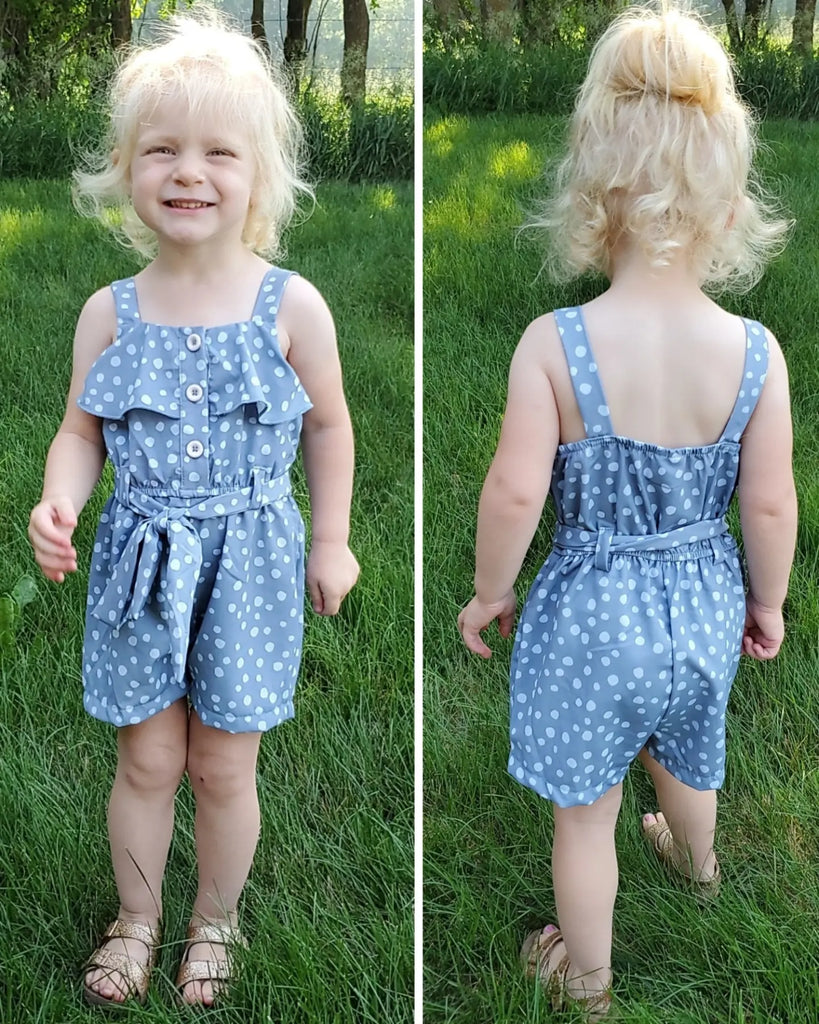 Jody Blue Belted Romper - KIDS