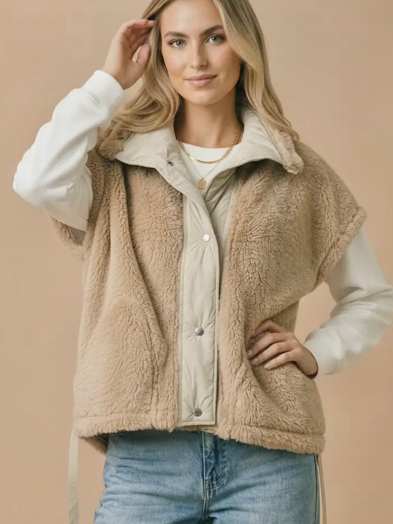 Trisha So-Soft Sherpa Vest - Taupe