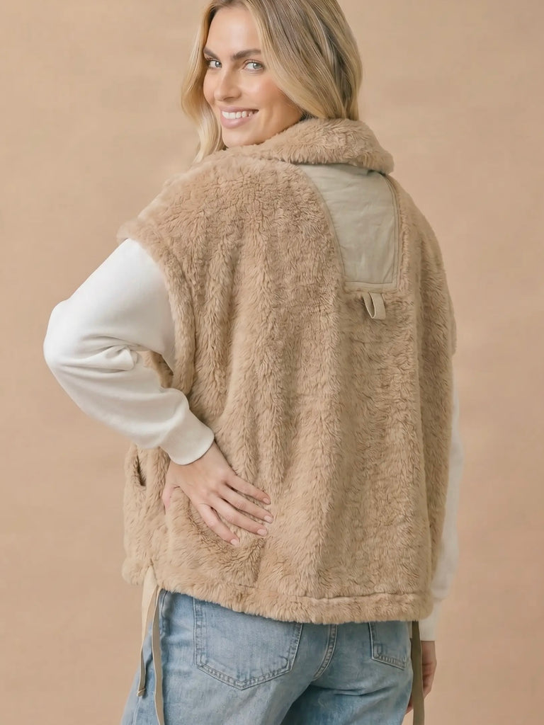 Trisha So-Soft Sherpa Vest - Taupe