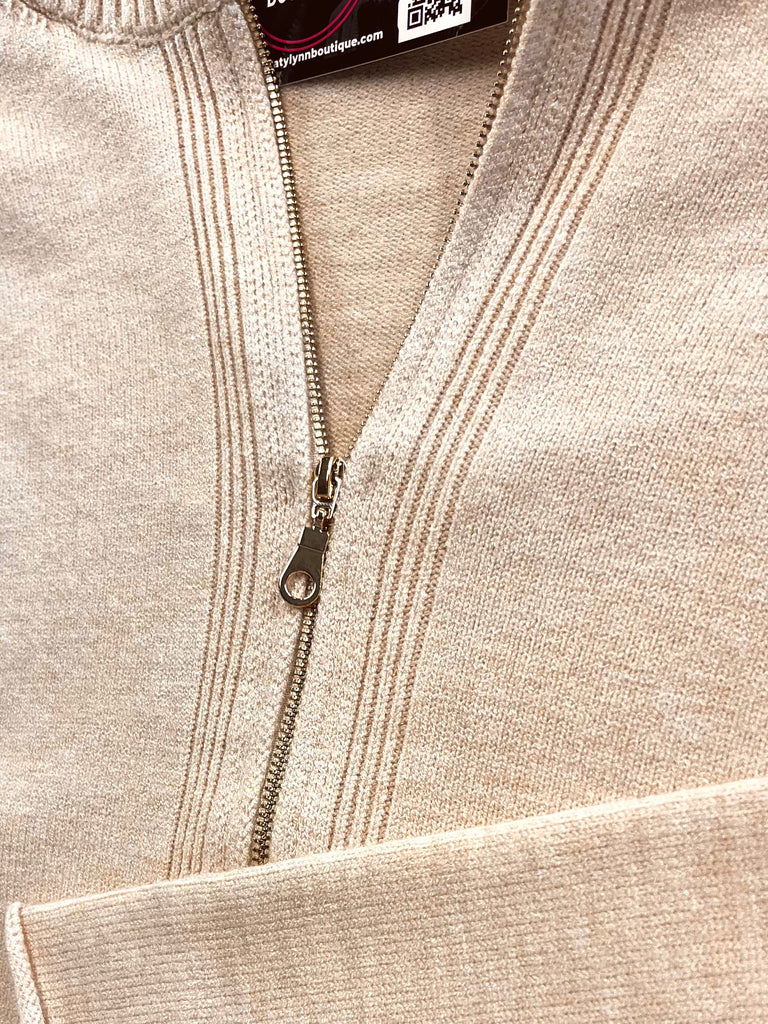 Heidi 1/4 Zip Sweater - Taupe