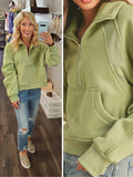Letti Cropped 1/4 Zip- Green