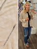 Gretta Checkered Velvet Bomber Jacket - Taupe