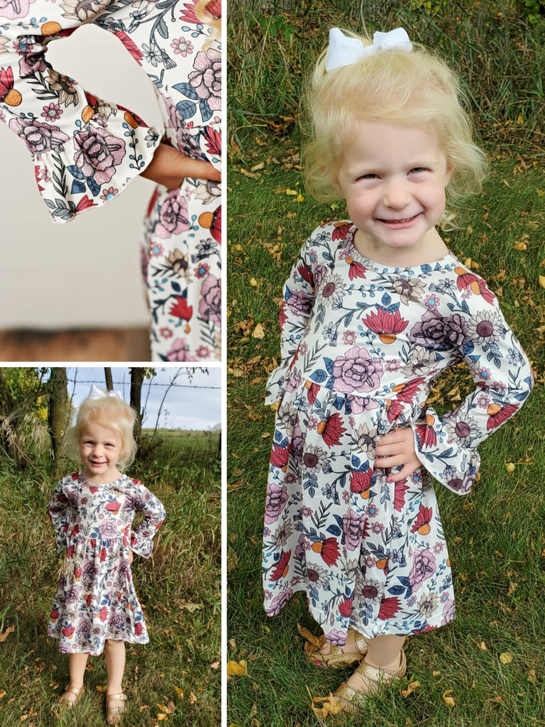 Claire Floral Bell Sleeve Dress - KIDS