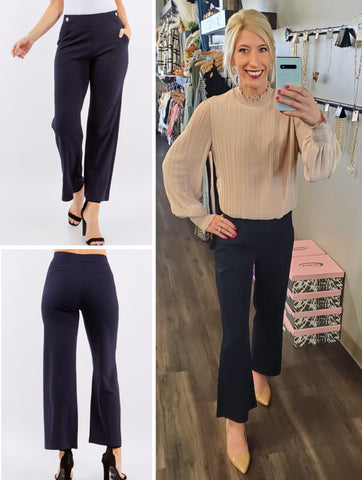 Kylie Fit N Flare Pants - Navy