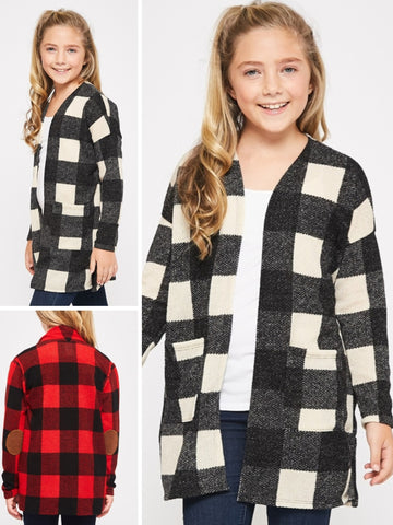 Nadine Red Buffalo Plaid Cardigan - KIDS