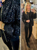 Eve Sequined Bomber Jacket - Black