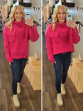 Madelynn Pocket Accent Sweater - Hot Pink