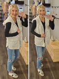 Erika Quilted/Sherpa Vest with Hood