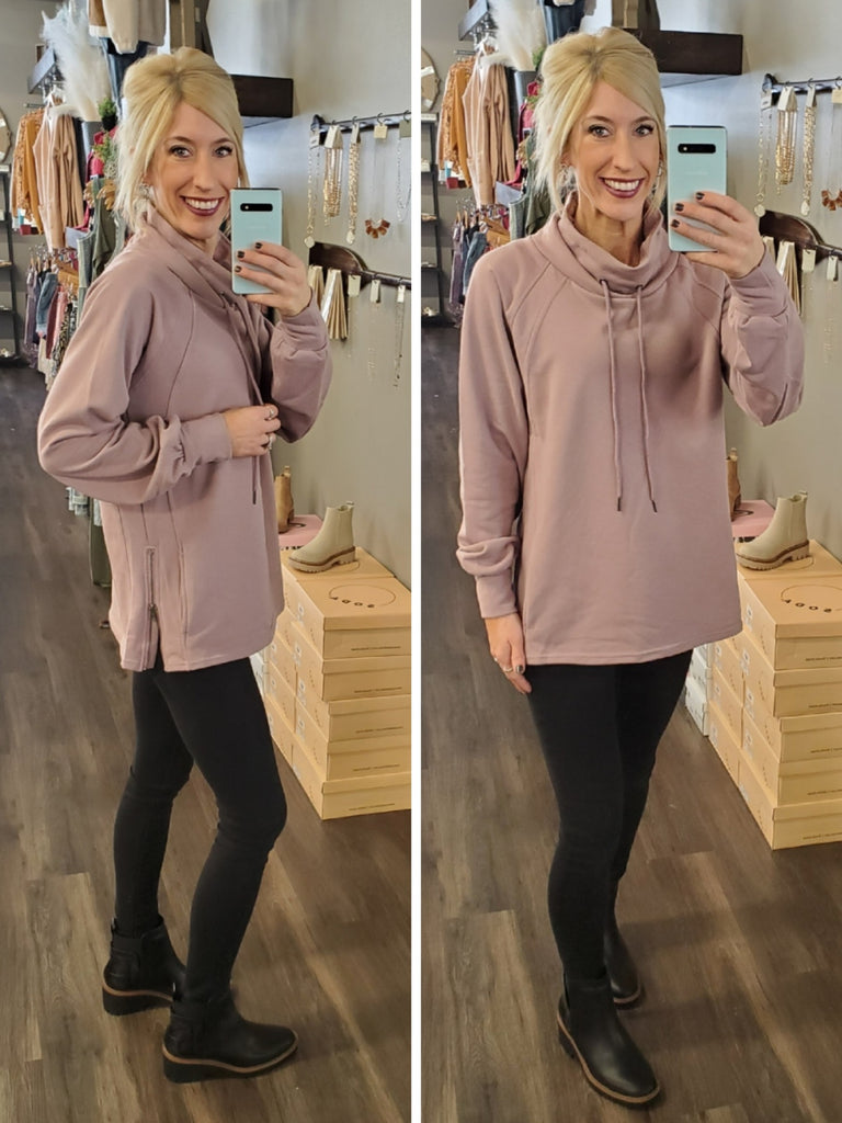 Kimber Mock Neck Pullover with side Zipper