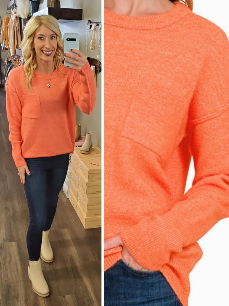 Mari Pocket Sweater - Orange