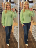 Mallory Heathered Sweater - Lime