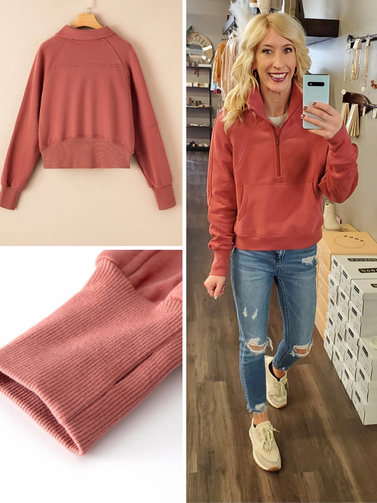 Amy 1/4 Zip Pullover with Thumbhole