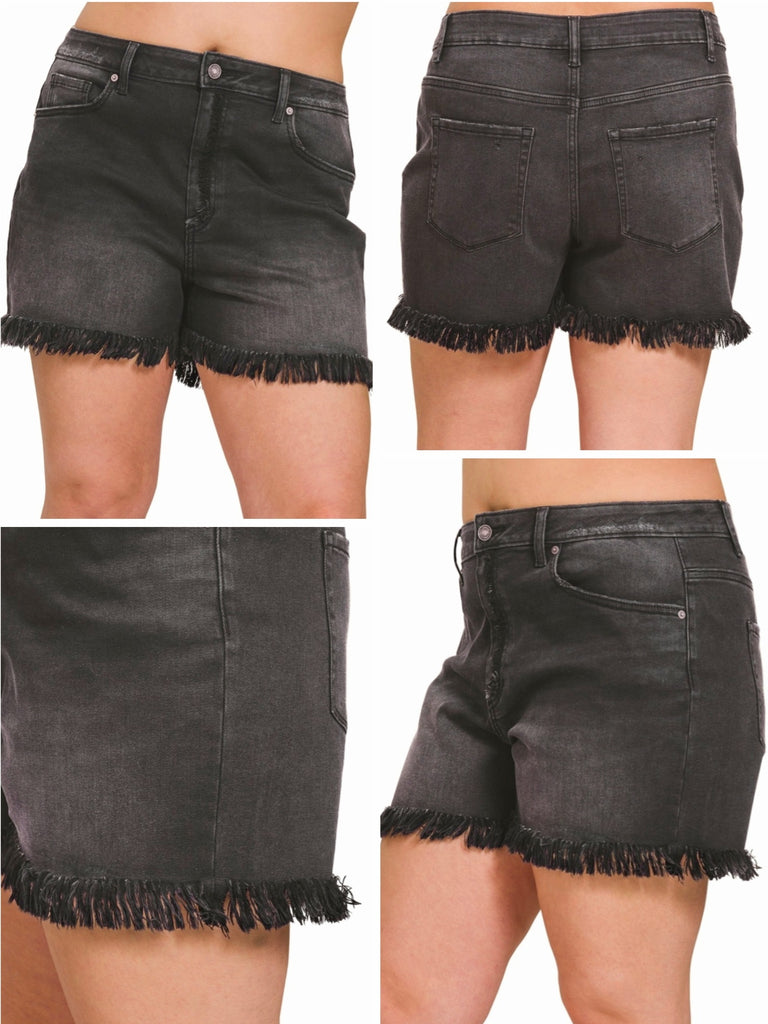 Chantelle Charcoal Fringe Shorts