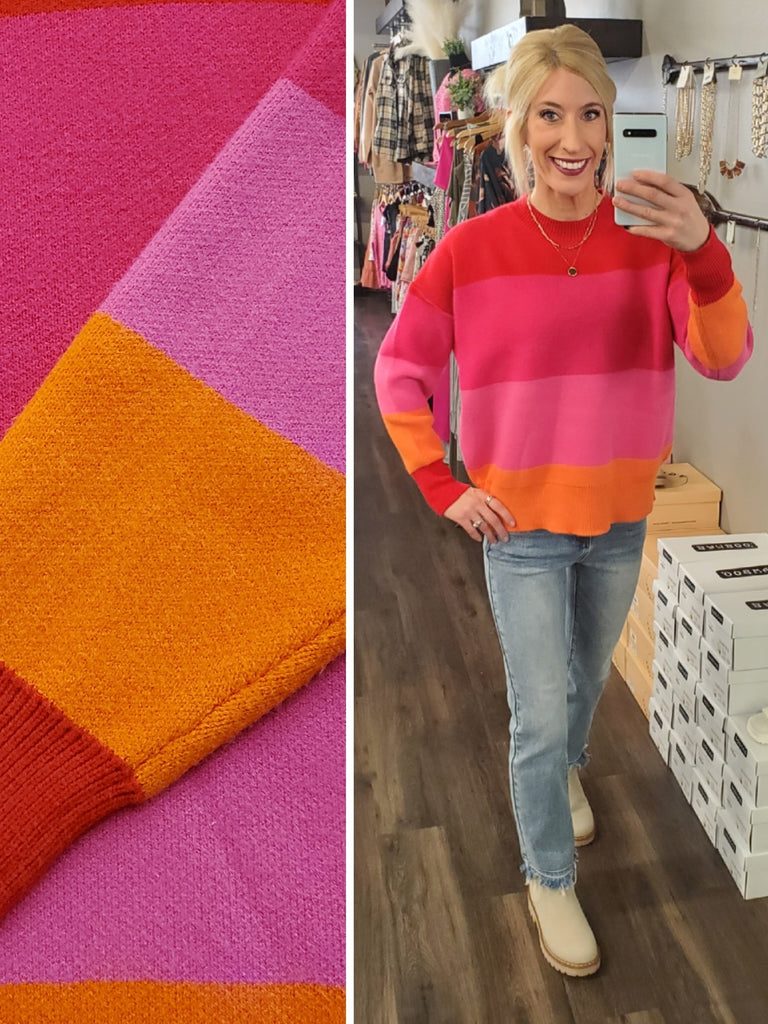 Janelle Fuchsia Striped Sweater