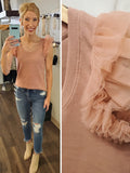 Ruffle Accent Top - Dusty Mauve
