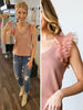 Ruffle Accent Top - Dusty Mauve