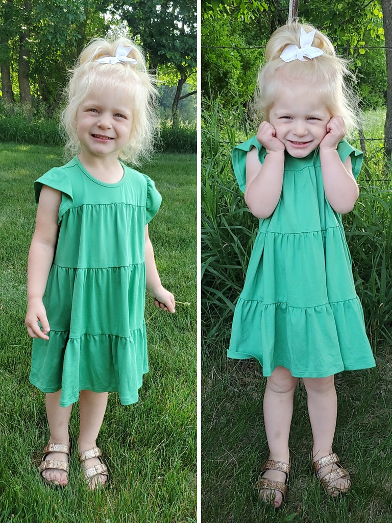 Jayci So-Soft Tiered Dress - Green - KIDS
