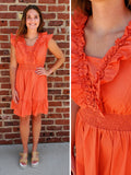 Janelle Ruffle Accent Dress - Orange