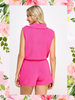 Mel 1/4 Zip Knit Romper - Bright Pink