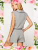Mel 1/4 Zip Knit Romper - Heather Gray