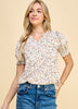 Reggie Ivory Print Puff Sleeve Tops