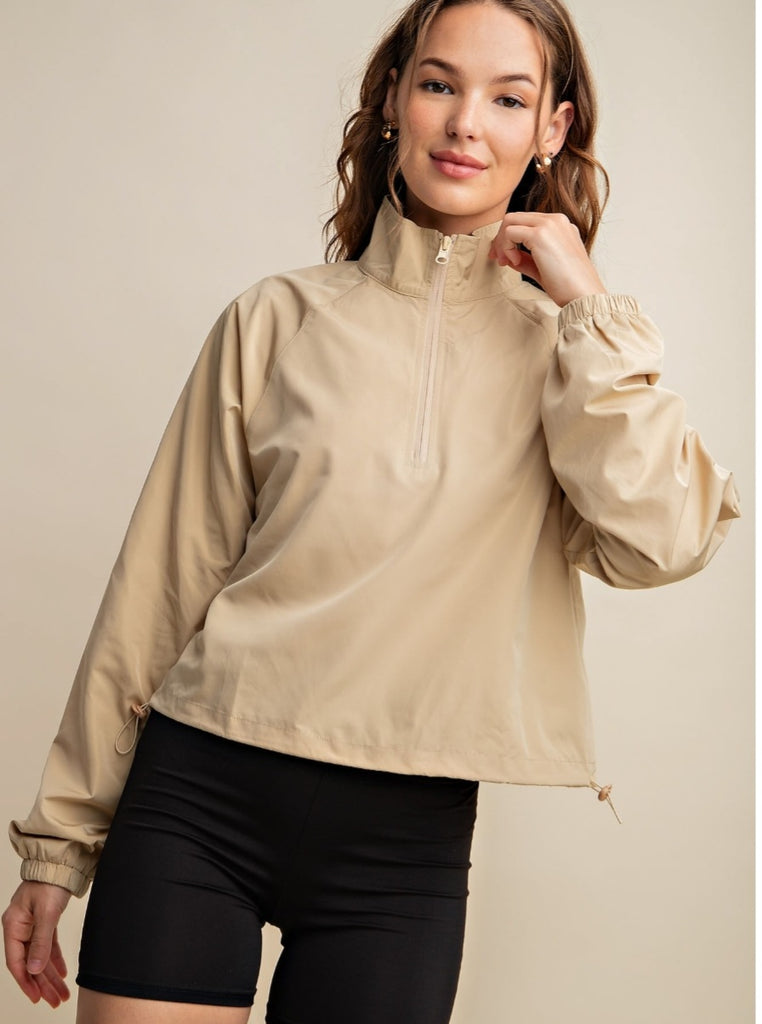 Sheri 1/2 Zip Windbreaker - Beige