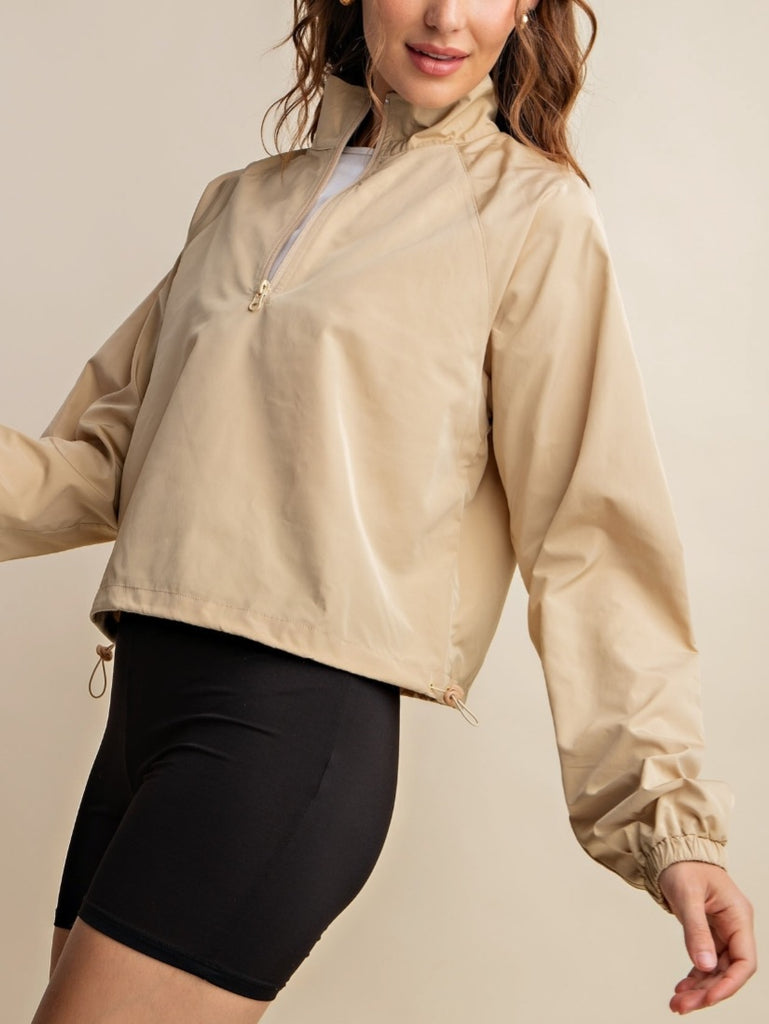 Sheri 1/2 Zip Windbreaker - Beige