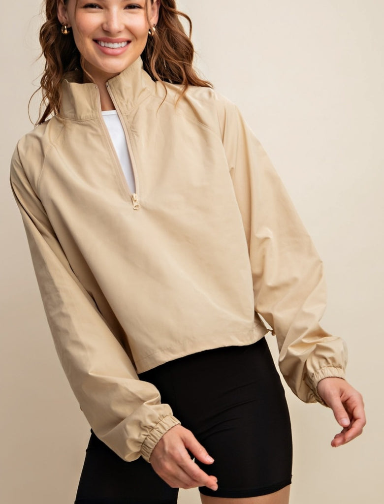 Sheri 1/2 Zip Windbreaker - Beige