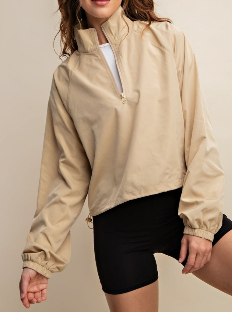 Sheri 1/2 Zip Windbreaker - Beige