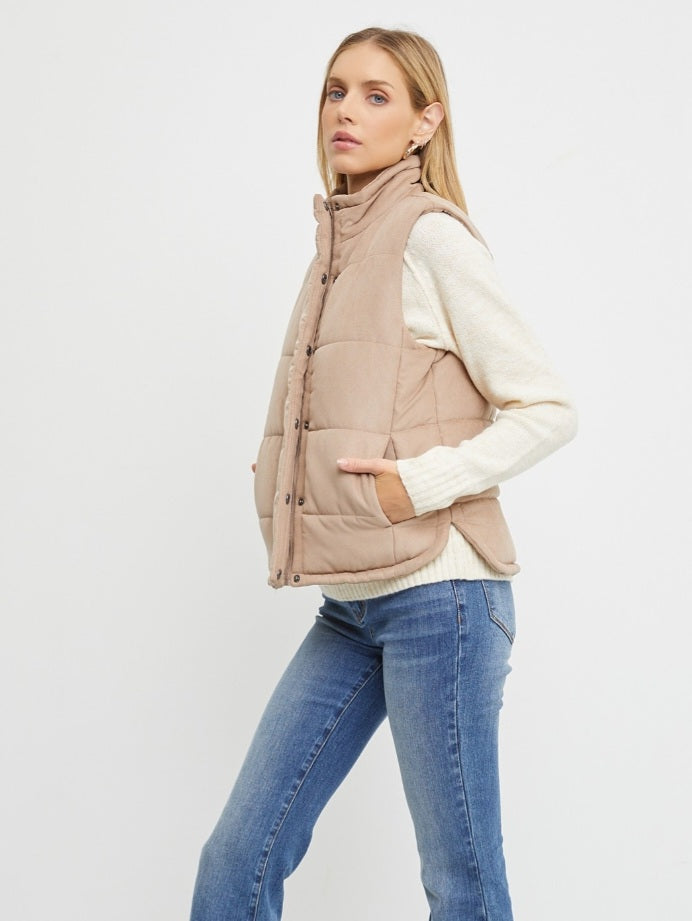 Selena Taupe Puffer Vest