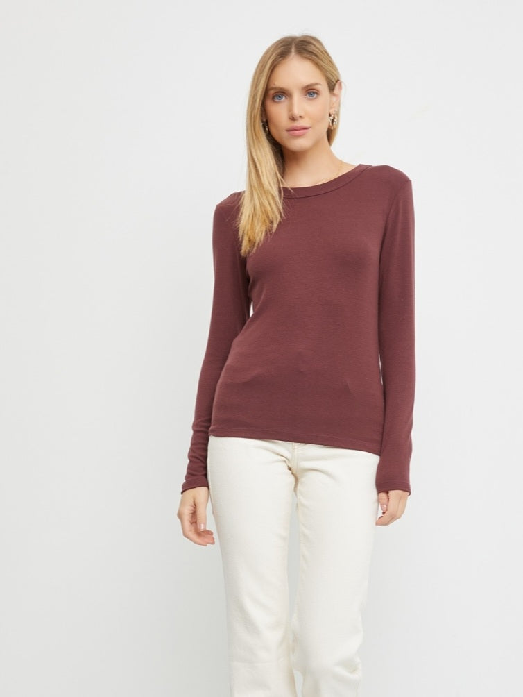 Ami Perfect Long Sleeve - Merlot