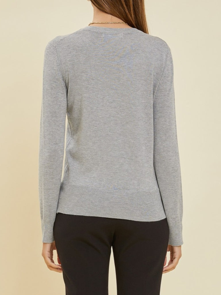 Vera V-Neck Soft Sweater - Heather Gray