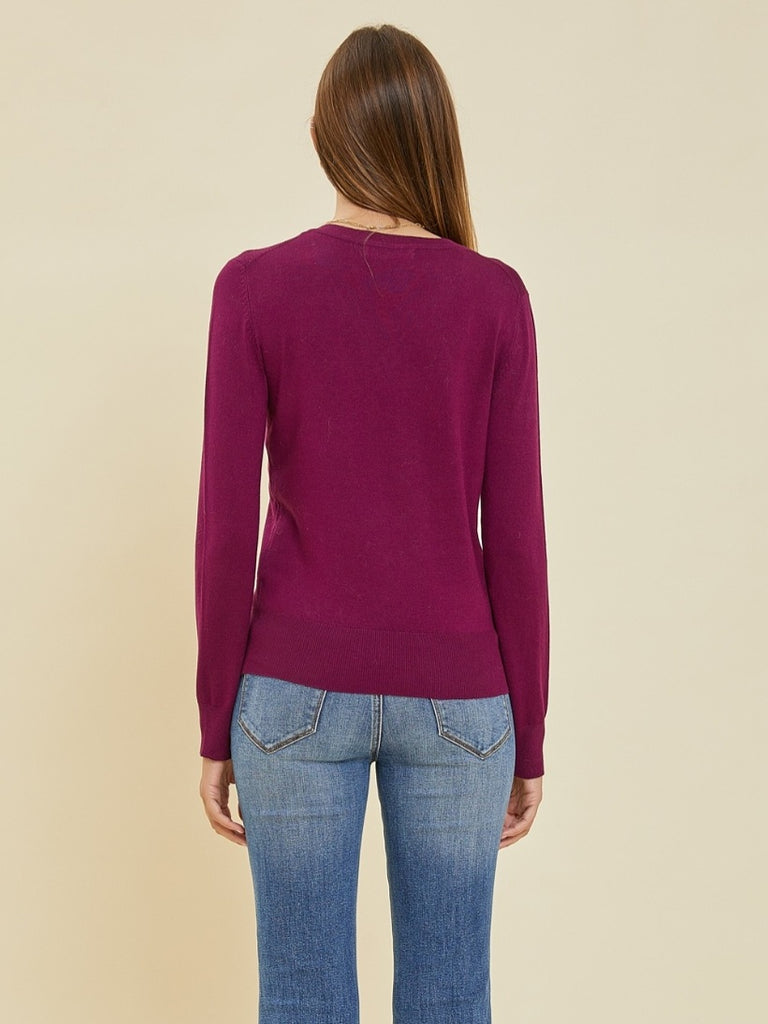 Vera V-Neck Soft Sweater - Plum