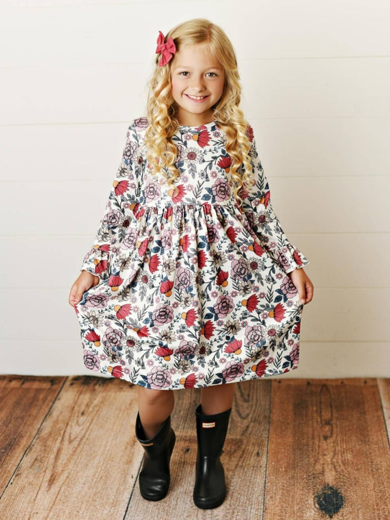 Claire Floral Bell Sleeve Dress - KIDS