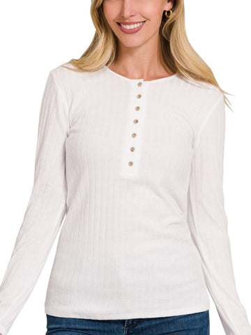 Ivanna Ruffle Accent Top with Button Accents