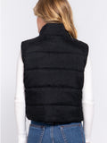 Rae Corduroy Puffer Vest - Black
