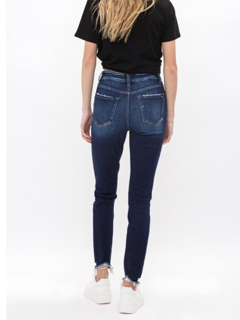 River Button High-Rise Ankle Skinny