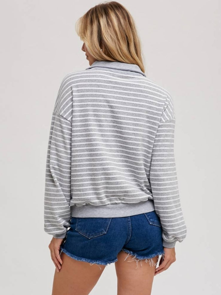 Isla 1/4 Zip - Gray Stripe