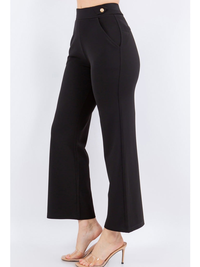 Stef Kick-Crop Dress Pant - Black