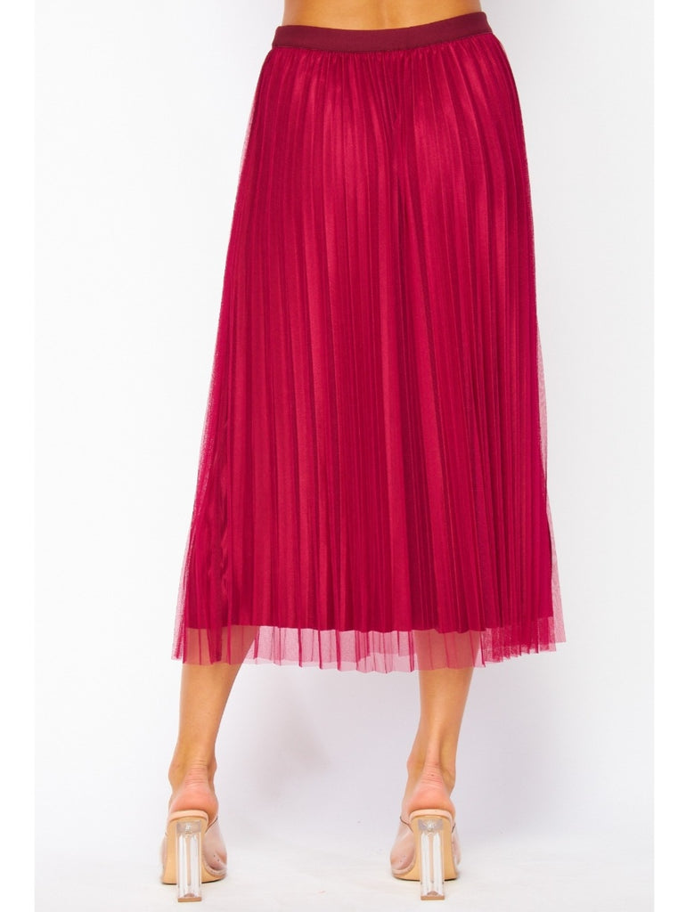 Gracie Pleated Shimmer Skirt - Raspberry