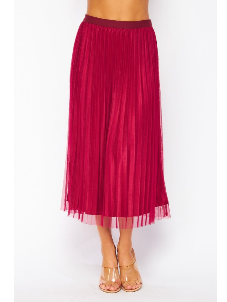 Gracie Pleated Shimmer Skirt - Raspberry