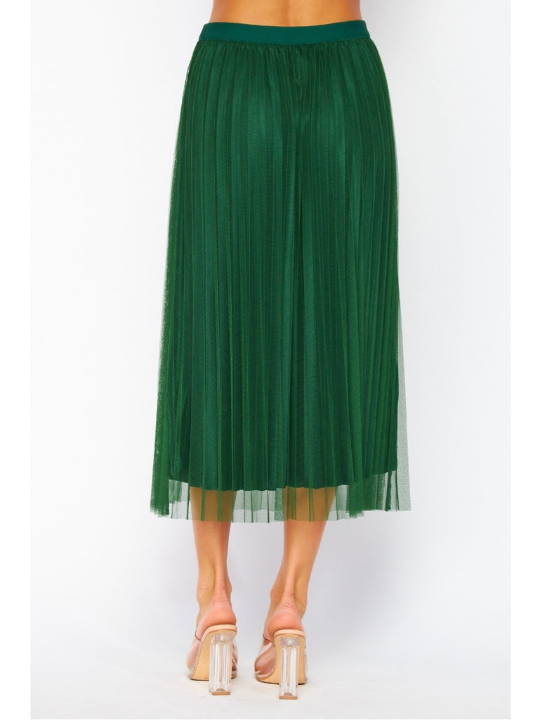 Gracie Pleated Shimmer Skirt - Evergreen