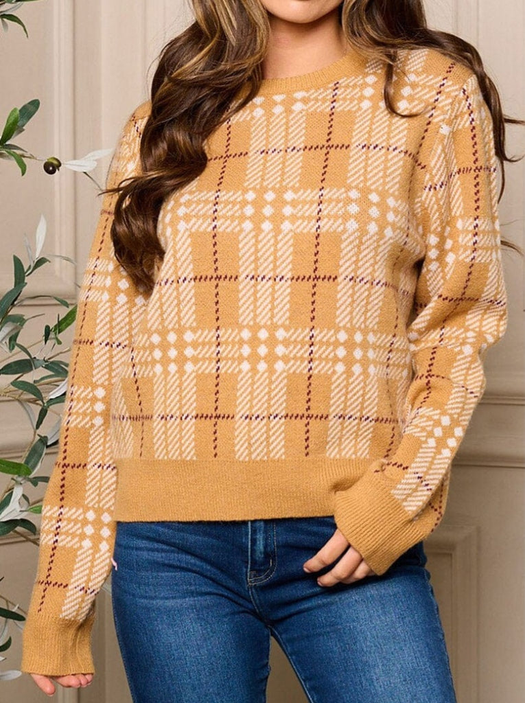 Jenna Plaid Sweater - Gold