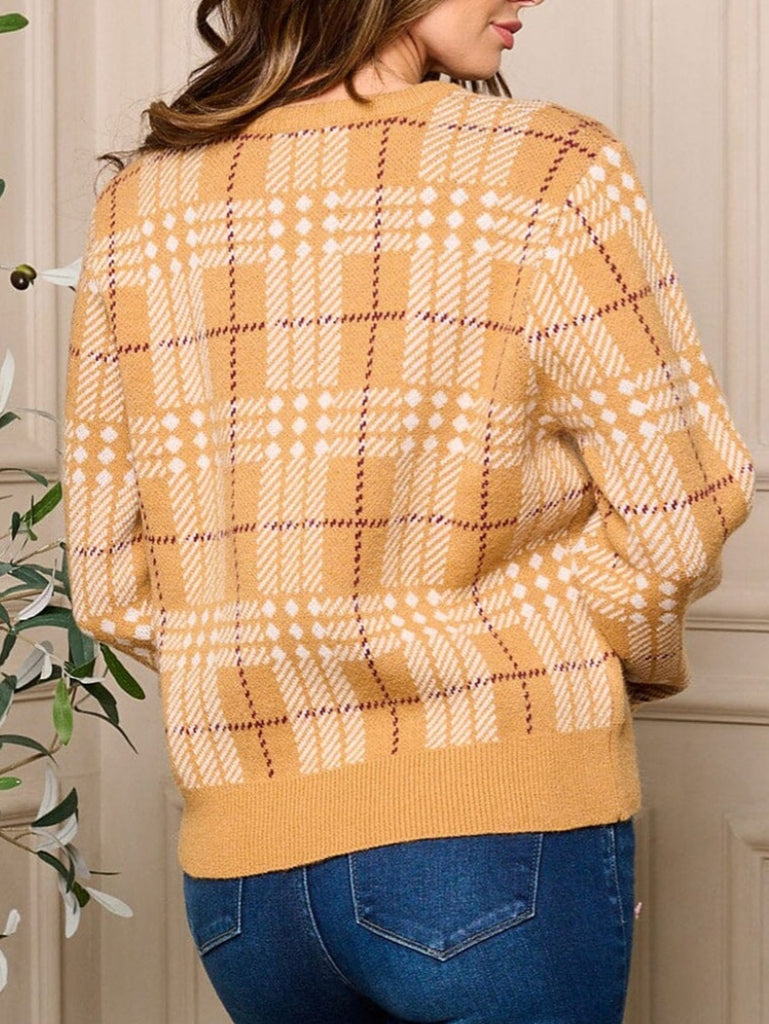 Jenna Plaid Sweater - Gold