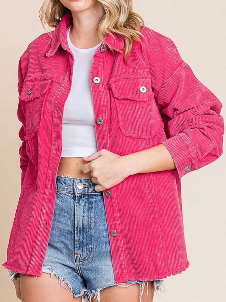 Clea Hot Pink Vintage Corduroy Jacket