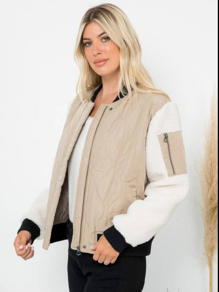 Tasha Quilted Jacket with Sherpa Sleeves