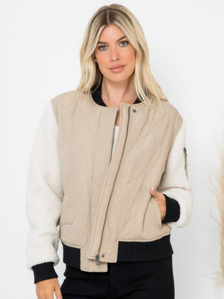 Tasha Quilted Jacket with Sherpa Sleeves