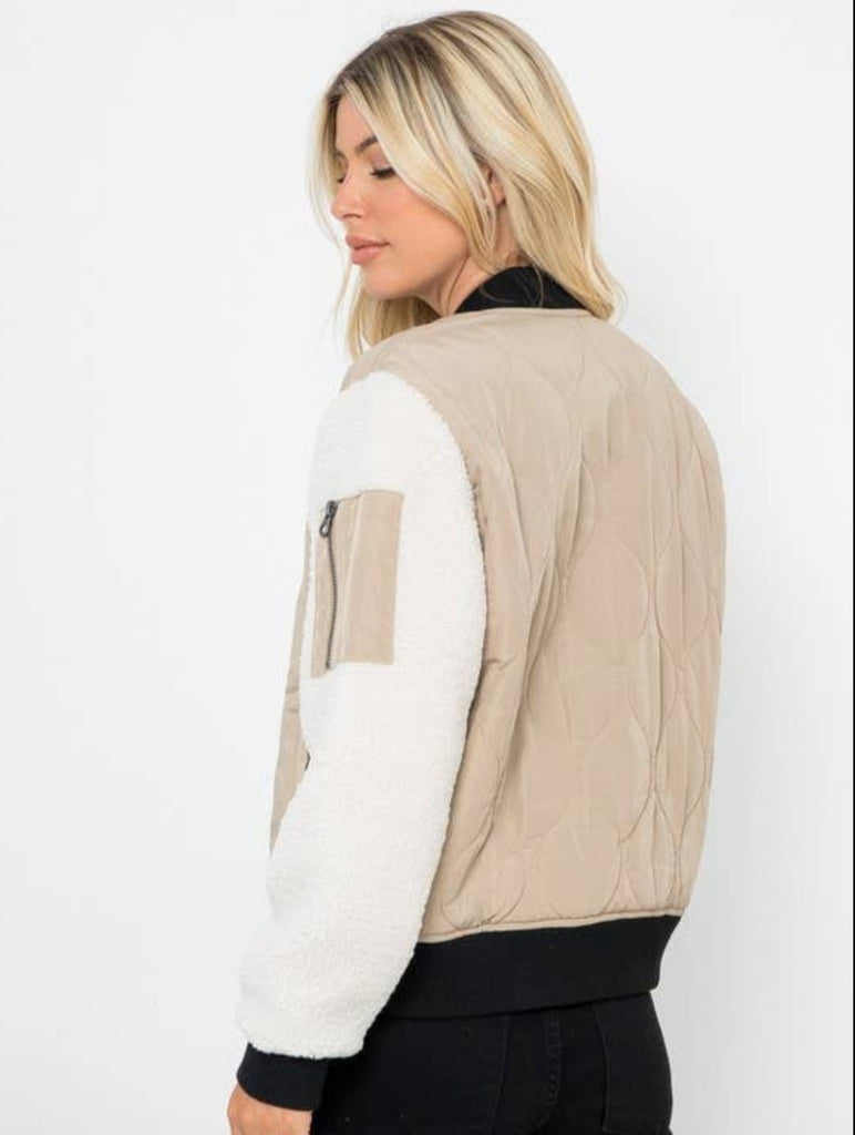 Tasha Quilted Jacket with Sherpa Sleeves